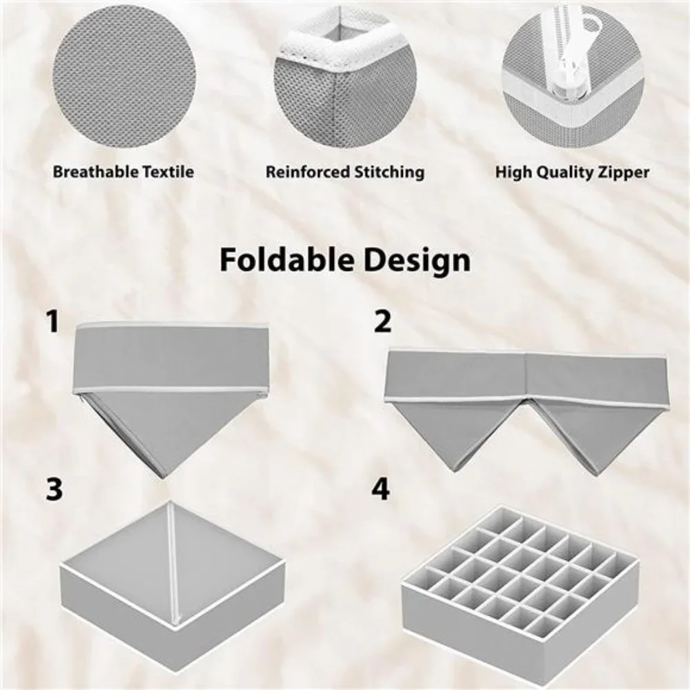 Closet Underwear Organizer Drawer Divider 4 Set, Gray